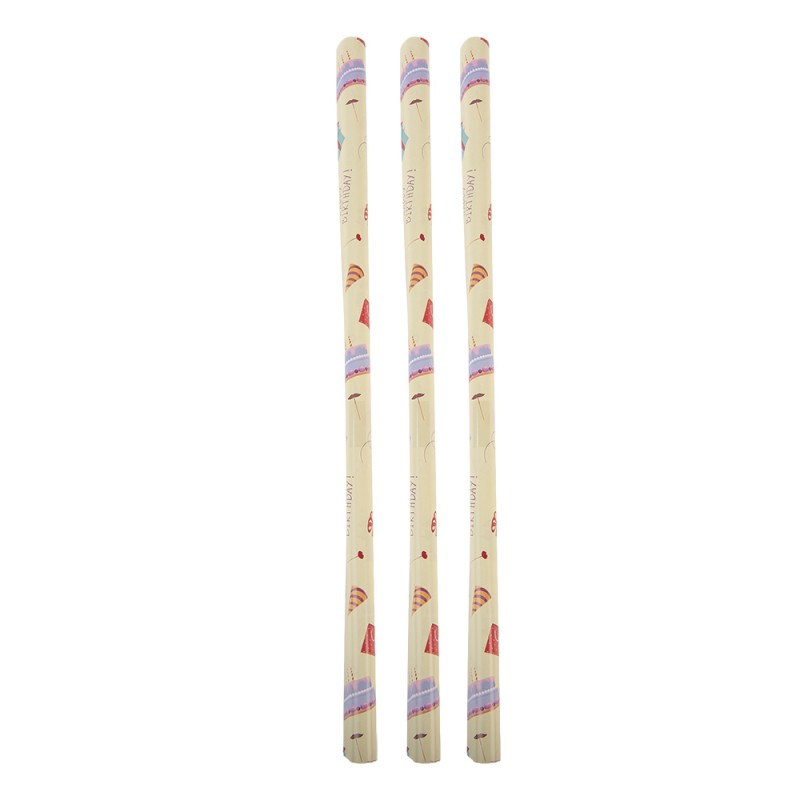 Clayre & Eef Papier cadeau 3 rouleaux 50x75 cm Jaune Papier