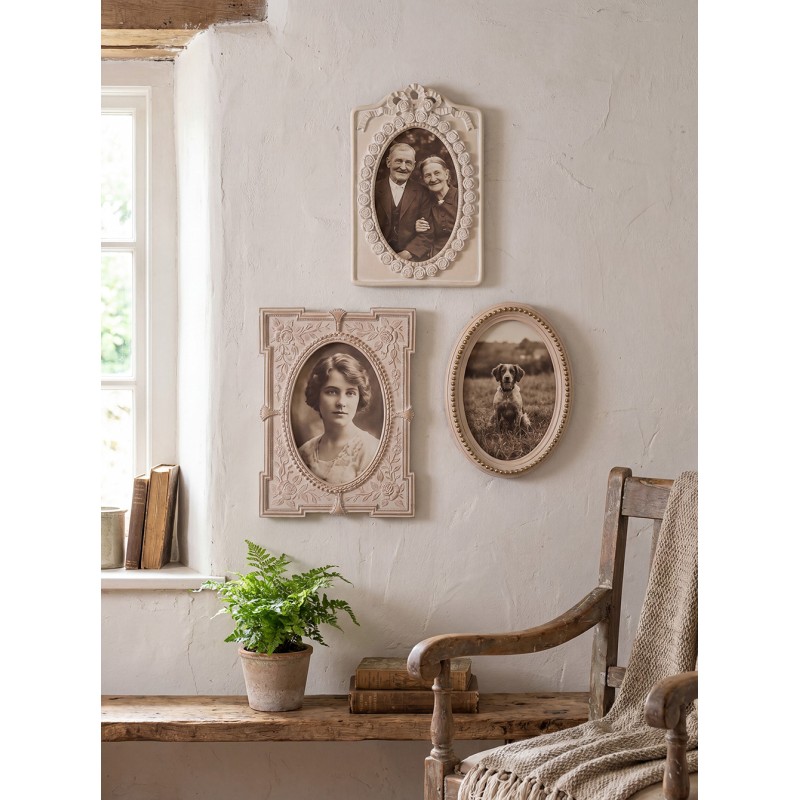 Clayre & Eef Photo Frame 10x15 cm Beige Plastic