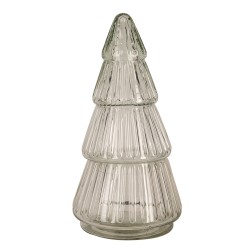 Clayre & Eef Glazen potje Kerstboom Ø 11x21 cm Transparant Glas