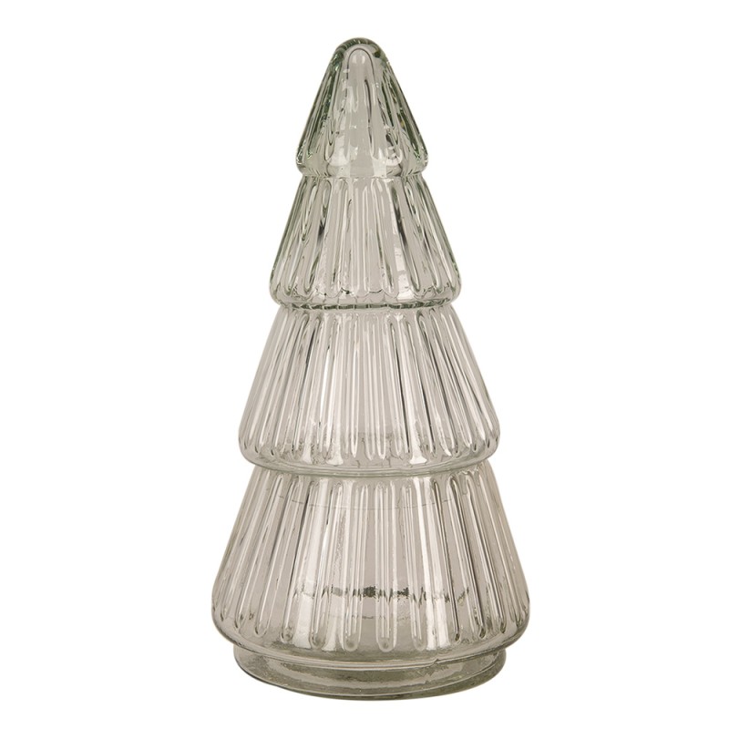 Clayre & Eef Glazen potje Kerstboom Ø 11x21 cm Transparant Glas