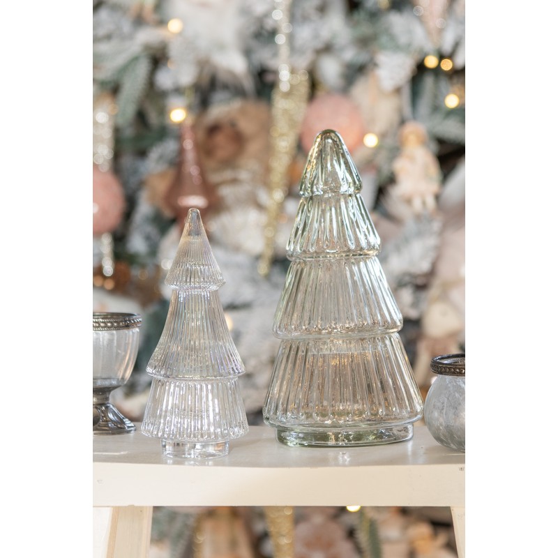 Clayre & Eef Glazen potje Kerstboom Ø 11x21 cm Transparant Glas
