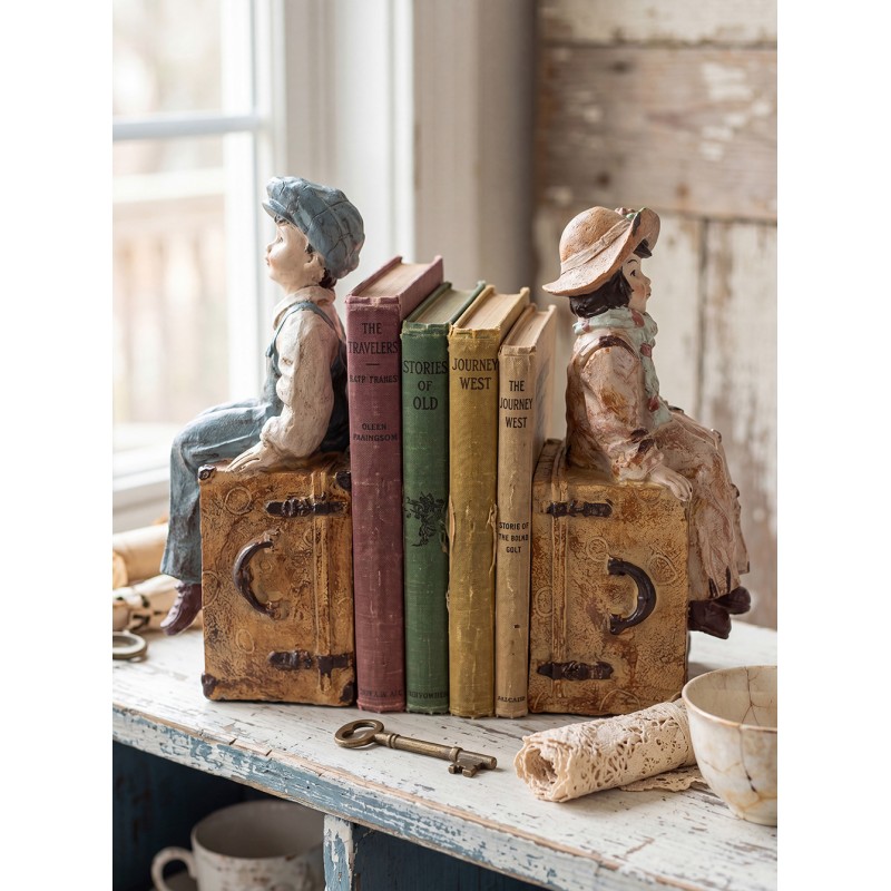 Clayre & Eef Serre-livres set de 2 Enfants 19x10x22 cm Marron Plastique