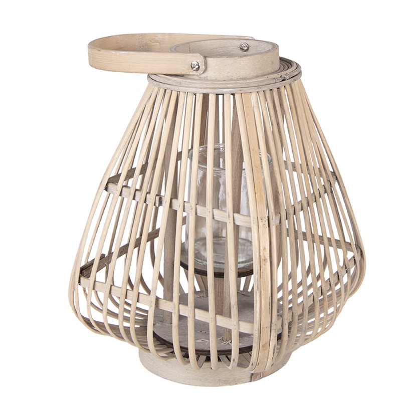 Clayre & Eef Windlicht 23x23x30 cm Beige Rattan