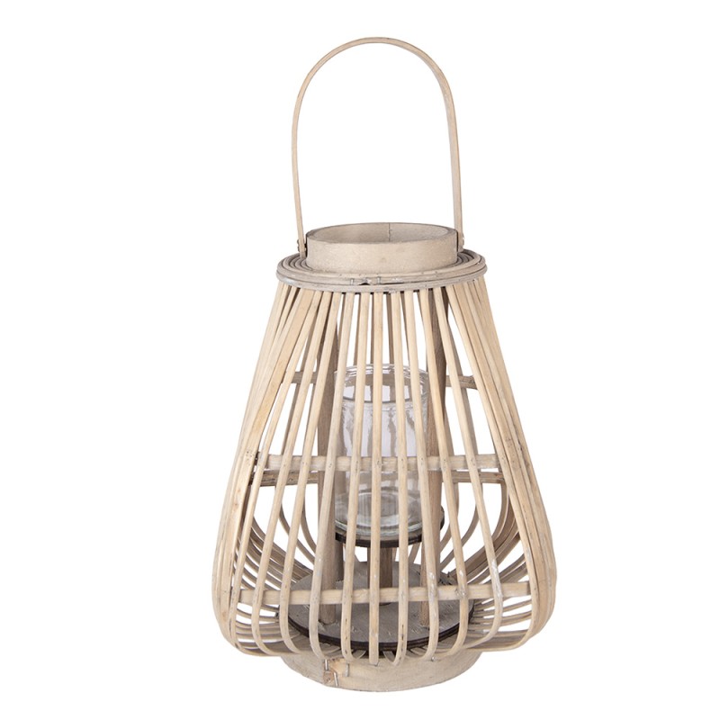 Clayre & Eef Windlicht 23x23x30 cm Beige Rattan