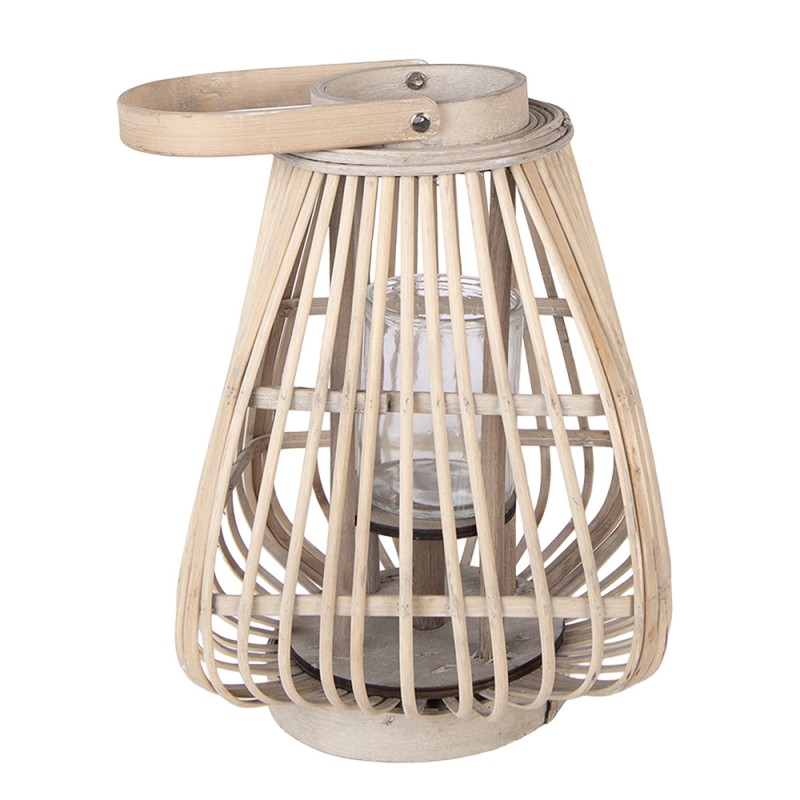 Clayre & Eef Windlicht 23x23x30 cm Beige Rattan