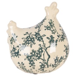 Clayre & Eef Decoratie Beeld Kip 12x11x13 cm Beige Keramiek