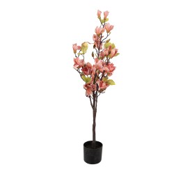 Clayre & Eef Kunstpflanze Magnolie 20x15x120 cm Orange Kunststoff