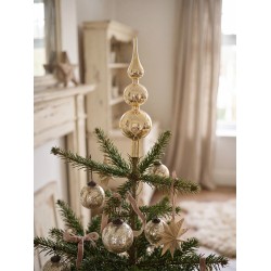 Clayre & Eef Puntale dell'albero di Natale Ø 8x30 cm Color oro Vetro