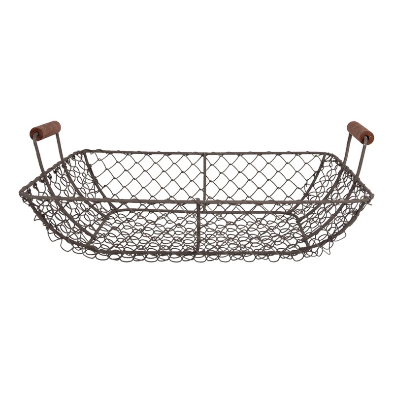 Clayre & Eef Storage Basket 32x26x12 cm Brown Metal