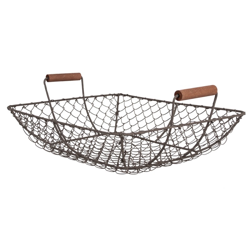 Clayre & Eef Storage Basket 32x26x12 cm Brown Metal