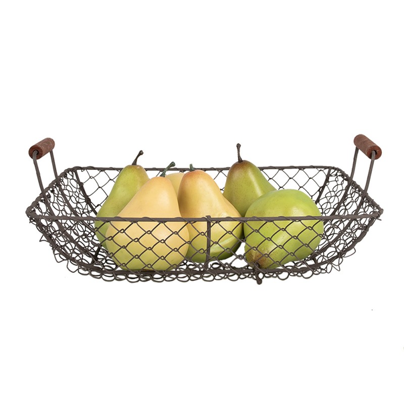 Clayre & Eef Storage Basket 32x26x12 cm Brown Metal
