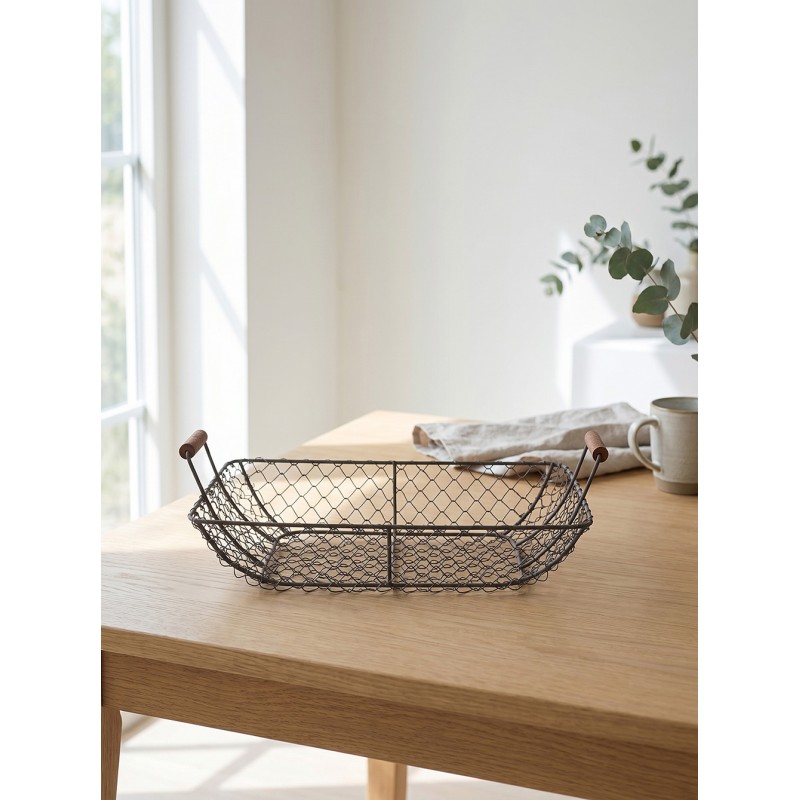 Clayre & Eef Storage Basket 32x26x12 cm Brown Metal