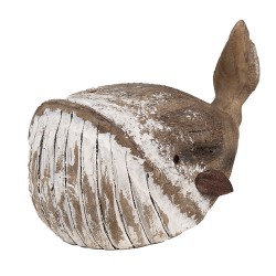 Clayre & Eef Image de décoration Baleine 21 cm Marron Blanc Bois