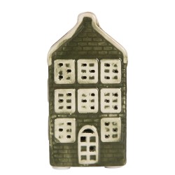 Clayre & Eef Décoration Maison avec LED Maison 4x4x8 cm Vert Céramique