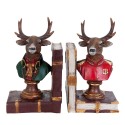 Clayre & Eef Boekensteunen Set van 2 14x13x18 cm Bruin Rood Polyresin Hert