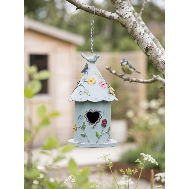 Clayre & Eef Birdhouse 16x19x29 cm Blue Metal