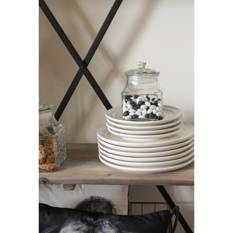 Clayre & Eef Dinerbord Ø 28 cm Wit Keramiek