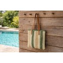 Clayre & Eef Strandtasche 36x40 cm Beige Grün Synthetisch