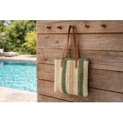 Clayre & Eef Sac de plage 36x40 cm Beige Vert Synthétique