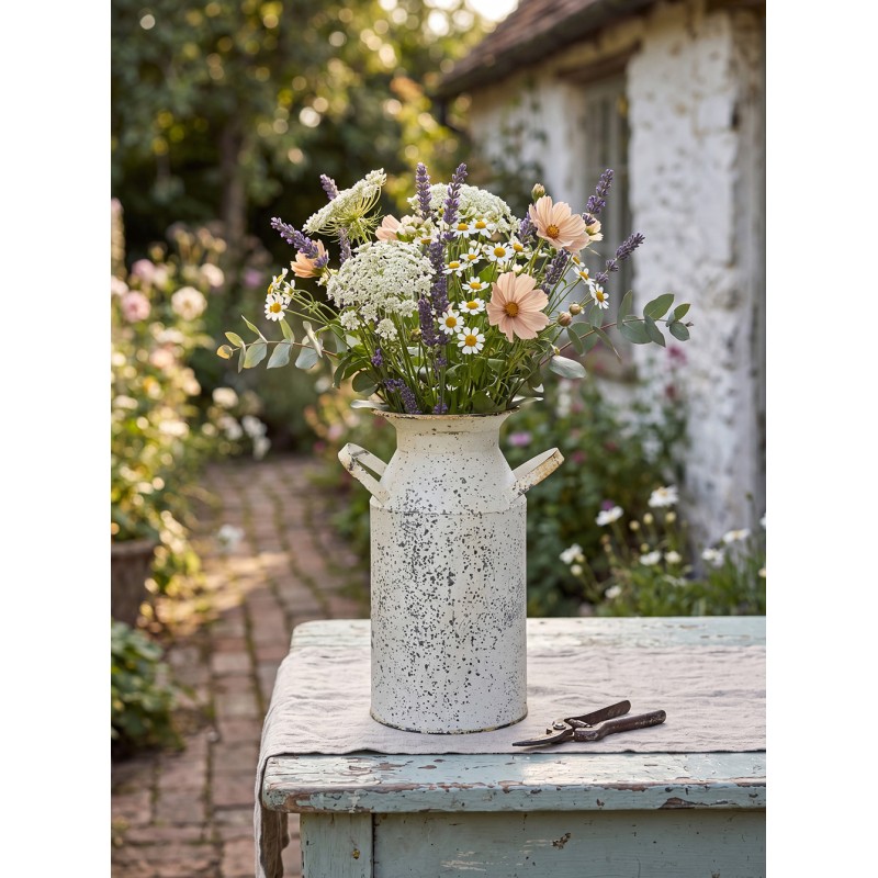 Clayre & Eef Dekoration Milchkanne 15x11x23 cm Beige Grau Eisen