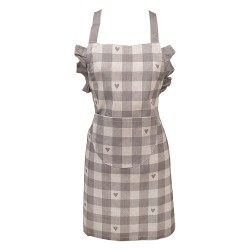 Clayre & Eef Grembiule bambino 48x56 cm Grigio Beige Cotone Cuoricini