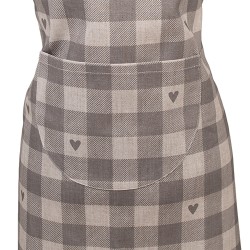 Clayre & Eef Grembiule bambino 48x56 cm Grigio Beige Cotone Cuoricini