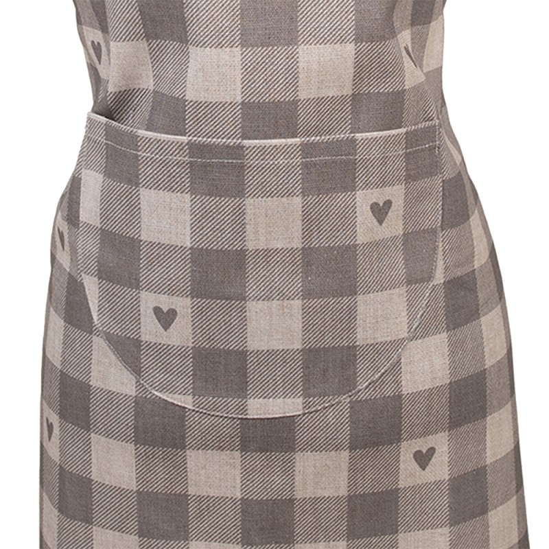 Clayre & Eef Grembiule bambino 48x56 cm Grigio Beige Cotone Cuoricini