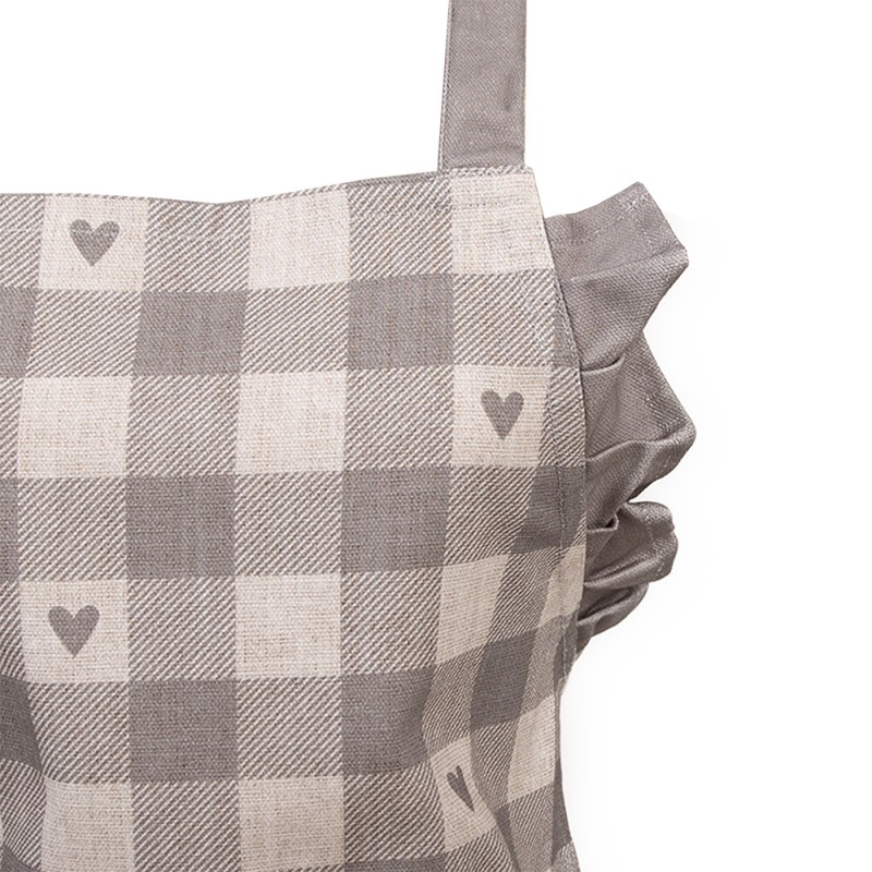 Clayre & Eef Grembiule bambino 48x56 cm Grigio Beige Cotone Cuoricini