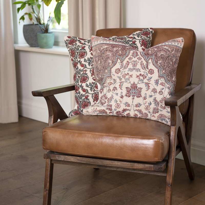 Clayre & Eef Kussenhoes 50x50 cm Roze Blauw Katoen