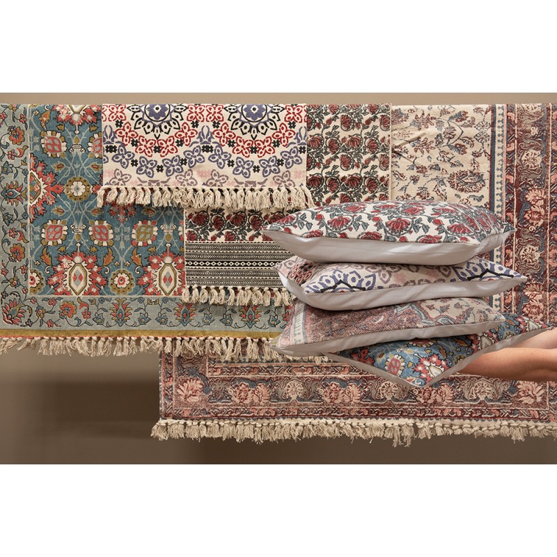 Clayre & Eef Kussenhoes 50x50 cm Roze Blauw Katoen