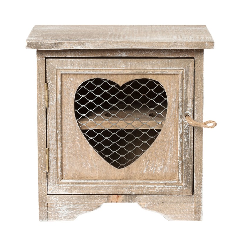Clayre & Eef Placard à œufs 19x14x19 cm Marron Bois Coeur