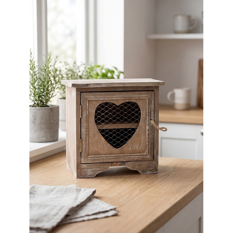 Clayre & Eef Eierschrank 19x14x19 cm Braun Holz Herz