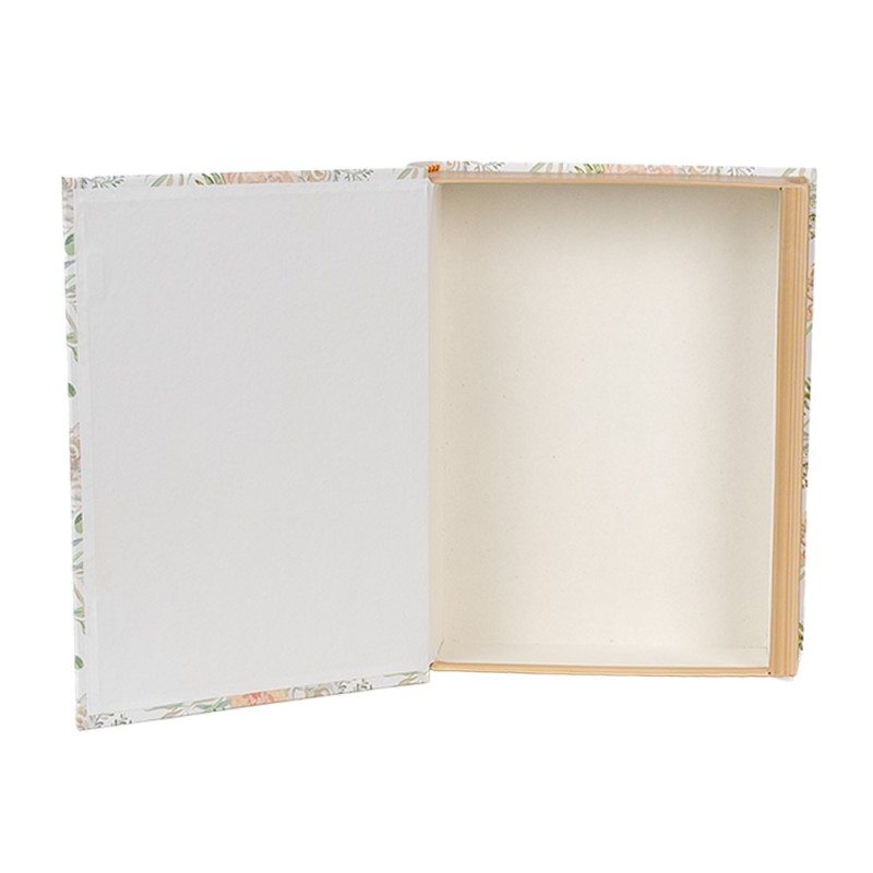 Clayre & Eef Aufbewahrungsbox 3er Set Bücher 29x24x7/25x20x6/22x16x5 cm Weiß Grün Karton Blumen