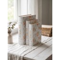 Clayre & Eef Aufbewahrungsbox 3er Set Bücher 29x24x7/25x20x6/22x16x5 cm Weiß Grün Karton Blumen