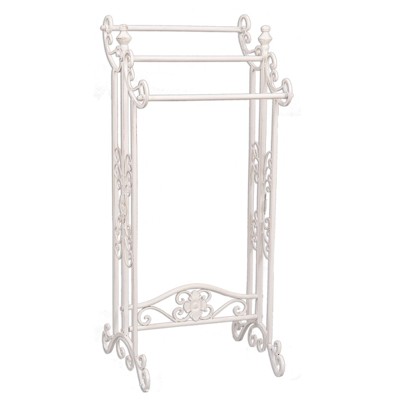 Clayre & Eef Handdoekenrek 40x37x91 cm Wit IJzer Bloemen