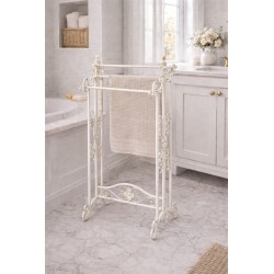 Clayre & Eef Handdoekenrek 40x37x91 cm Wit IJzer Bloemen