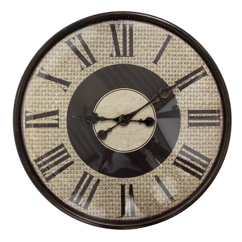 Clayre & Eef Wanduhr Ø 50x6 cm Braun Beige Kunststoff