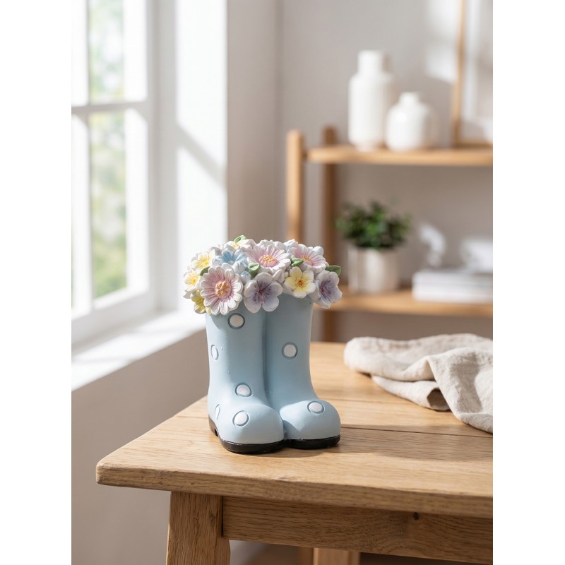 Clayre & Eef Decoratie Beeld Laars 10x10x12 cm Blauw Kunststof