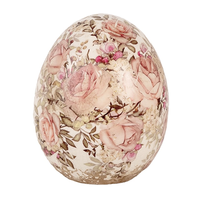 Clayre & Eef Décoration Œuf Ø 10x12 cm Beige Rouge Céramique