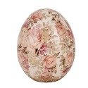 Clayre & Eef Décoration Œuf Ø 10x12 cm Beige Rouge Céramique