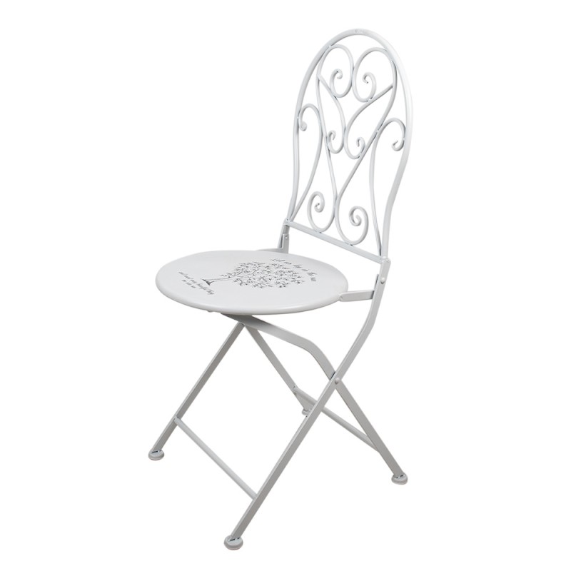 Clayre & Eef Bistroset Bistrotafel Bistrostoel 3-delig Ø 60x70 Wit IJzer