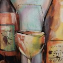 Clayre & Eef 3D Metal Paintings 120x80 cm Brown Red Metal Wine Bottle