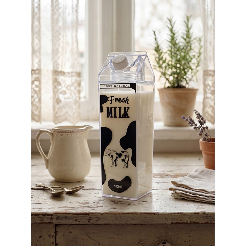 Clayre & Eef Borraccia 1000 ml Trasparente Plastica Mucca