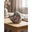 Clayre & Eef Decoratie Beeld Hart 11x11x4 cm Grijs Keramiek Bloemen