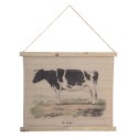 Clayre & Eef Wandteppich Kuh 64x53 cm Beige Jute