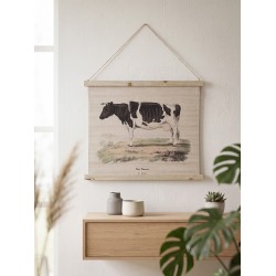 Clayre & Eef Tappeto da parete Mucca 64x53 cm Beige Iuta
