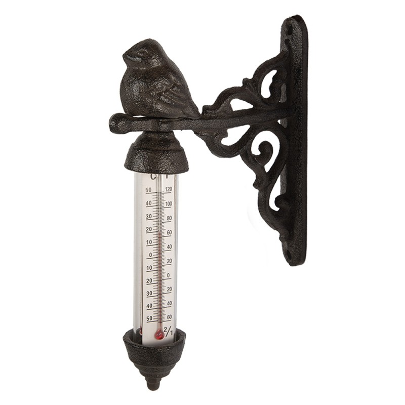 Clayre & Eef Auáenthermometer 3x11x16 cm Braun Metall