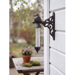 Clayre & Eef Thermometer Buiten 3x11x16 cm Bruin Metaal