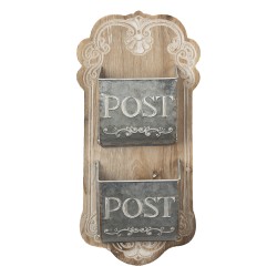Clayre & Eef Porte-lettre 26x10x53 cm Marron Gris Bois