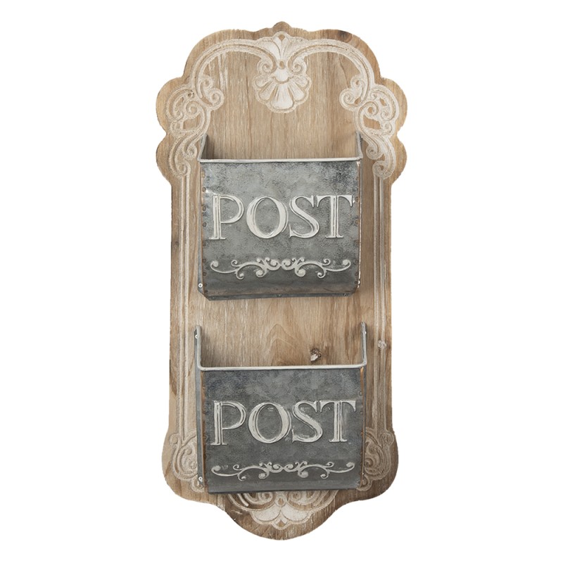 Clayre & Eef Portalettere 26x10x53 cm Marrone Grigio Legno